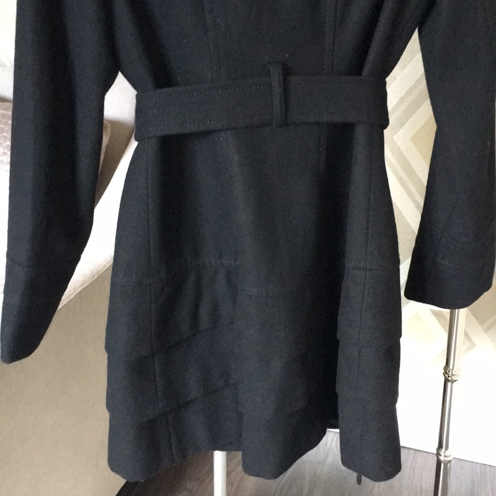 Express Black Double-Breasted Pea Coat with Gold Buttons - Picture 6 of 8